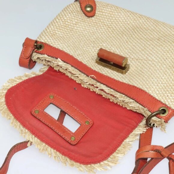 BURBERRY Blue Label Shoulder Bag Straw Beige Auth 123677 - Picture 13 of 15